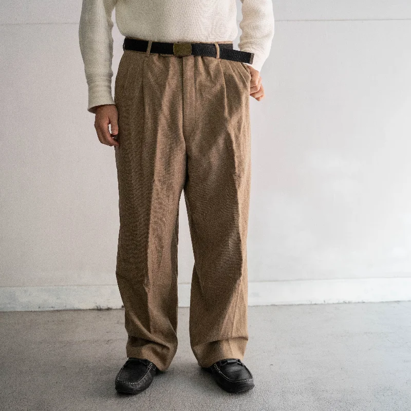 around 1980s Japan vintage light brown 2tuck wool pants