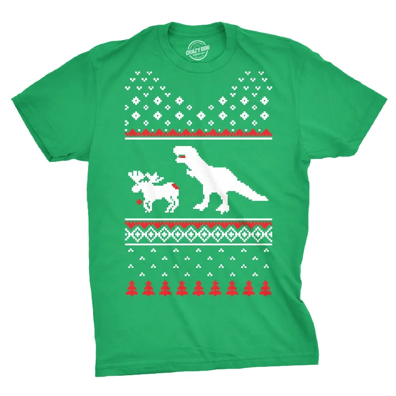 T-Rex Attack Ugly Christmas Sweater Men's T Shirt