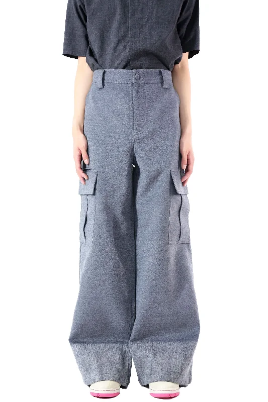 8ON8 GREY WOOL FLANNEL NEEDLED CARGO PANTS