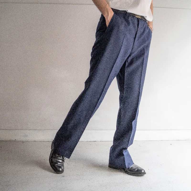 around 1980s Japan vintage navy color wool slacks -mohair blend fabric-