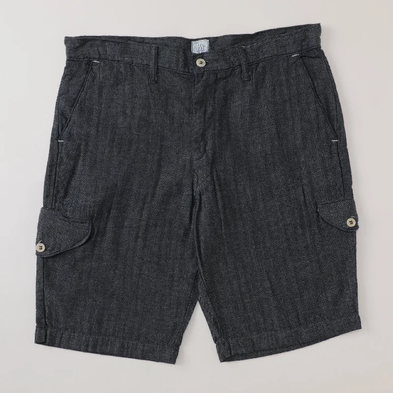 #2310S Cruzer Shorts : indigo herringbone twill pts-010 "Dead Stock"