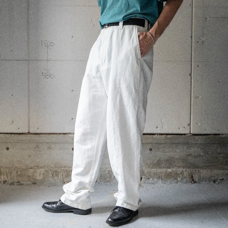 1990-00s white color cotton linen pants