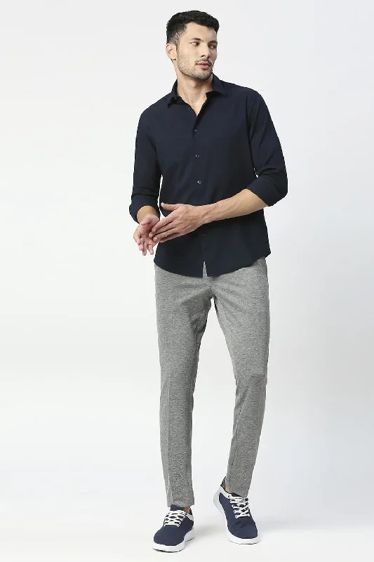 Tapered Fit Poly Rayon Stretch Knit Trousers