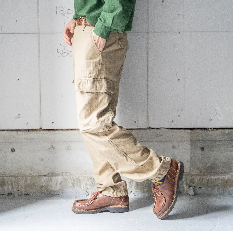 1980-90s Norway military beige color cargo pants -with side adjuster-　