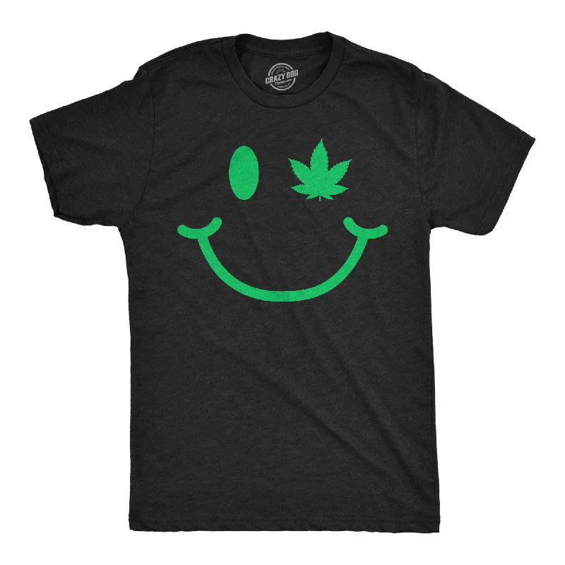 Pot Leaf Eye Smiling Face Men's T Shirt