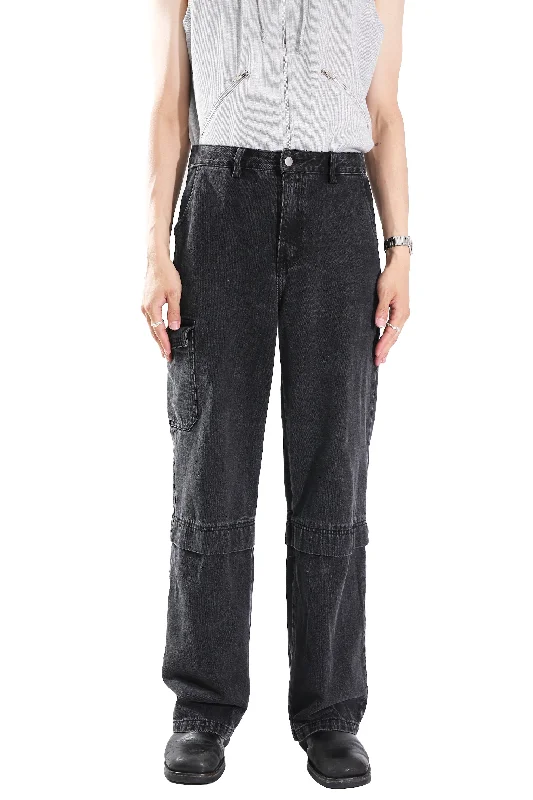 CARGO DENIM STRAIGHT PANTS