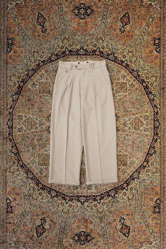 SOLARIS&Co. 2TUCK STRAIGHT TROUSERS - JERSY (ANTIQUE WHITE)