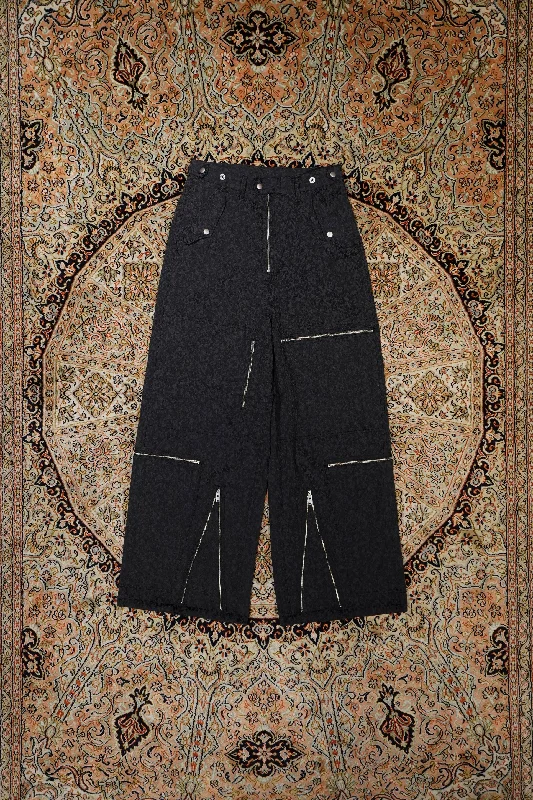 SUGARHILL URETHANE JACQUARD PARASHUTE TROUSERS (BLACK)