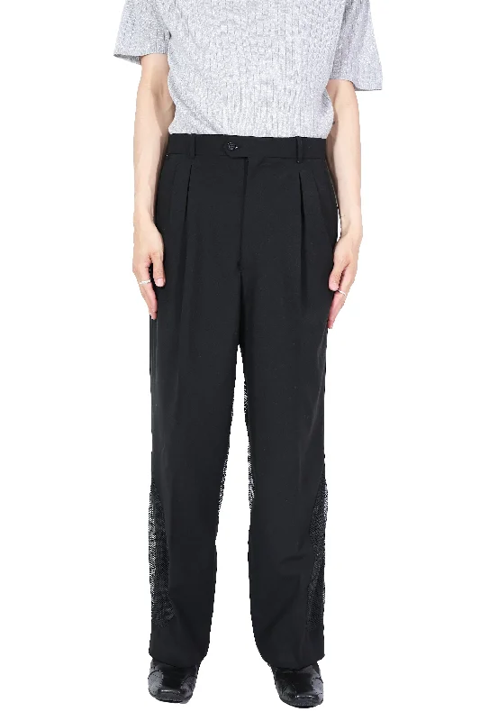 MESHED SWICTHING STRAIGHT TROUSERS