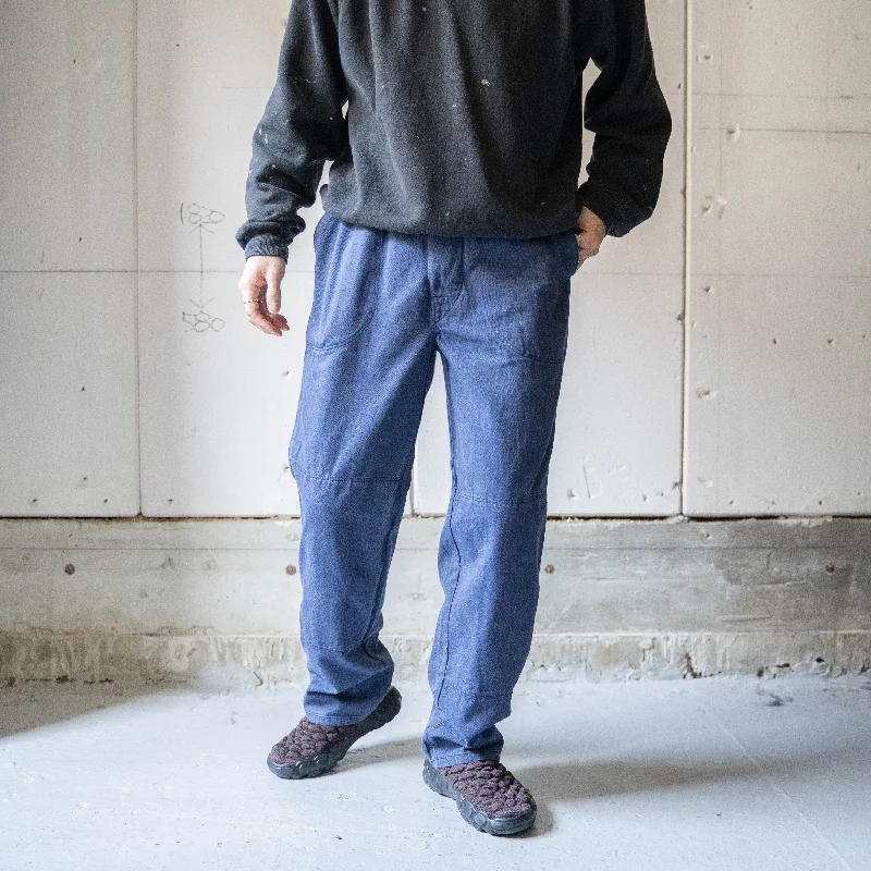 around 1970s Europe navy color double knee work pants