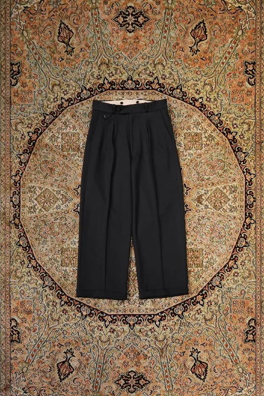 SOLARIS&Co. 2TUCK STRAIGHT TROUSERS - JERSY (BLACK)