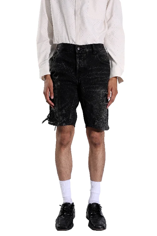 CRASHED DENIM SHORTS