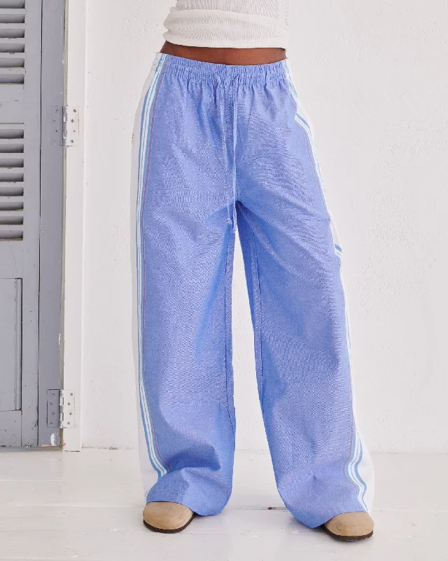 Blue Classic Wide Leg Trousers