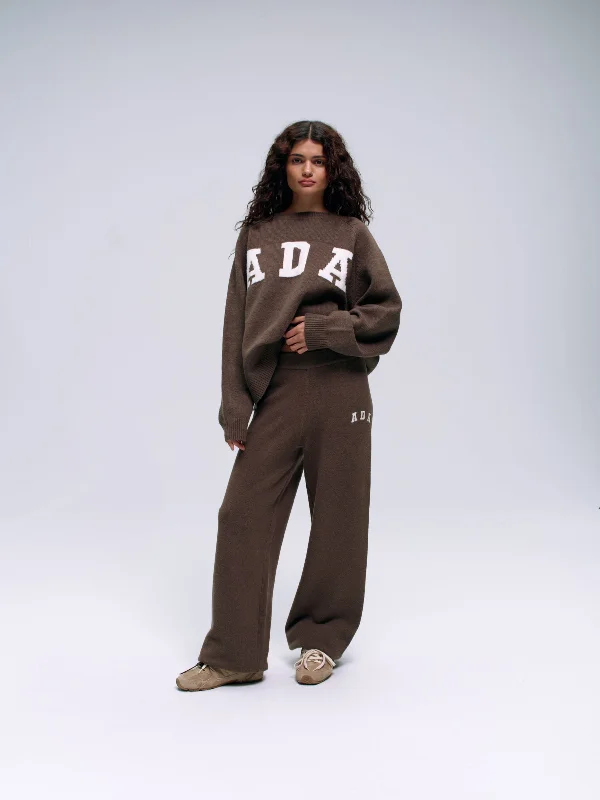 ADA Knit Straight Leg Sweatpants - Dark Cocoa Brown/Cream