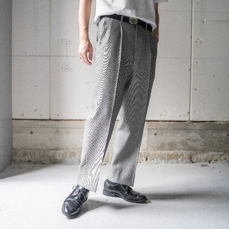 1990-00s Japan vintage gray color two tuck wool slacks -light weight-