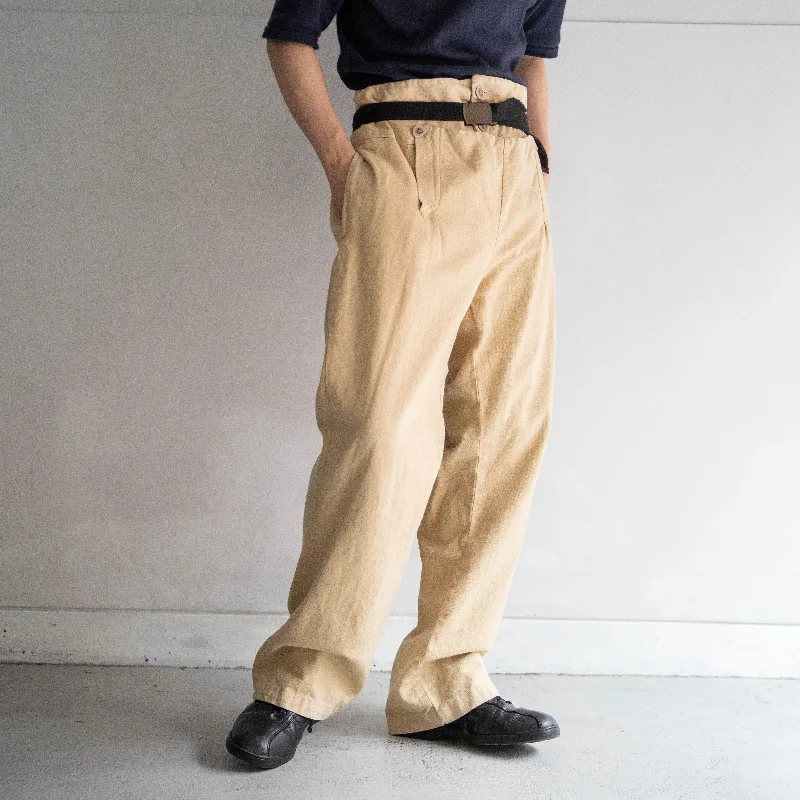 around 1980s beige color linen sailor pants