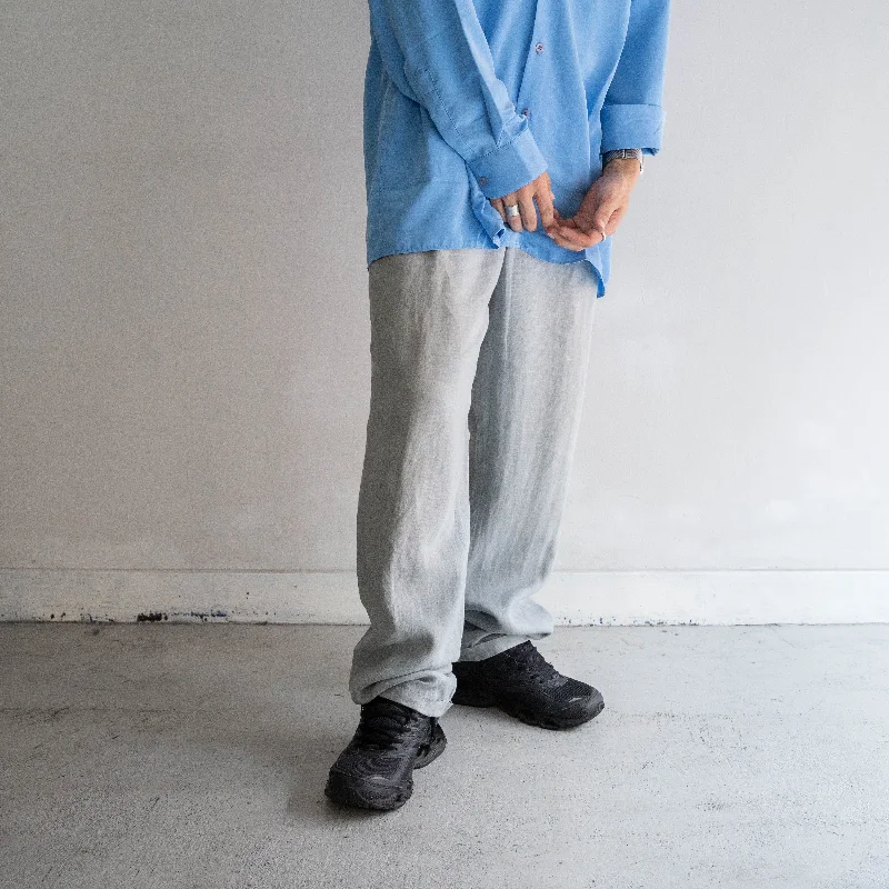 1990s blue gray all linen slacks