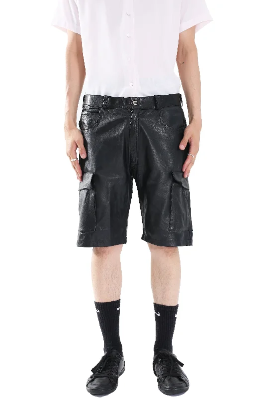 LEATHER CARGO SHORTS