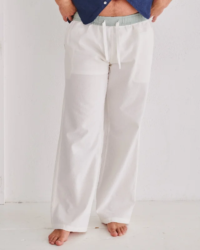 White & Olive Flipin' Linen Trouser