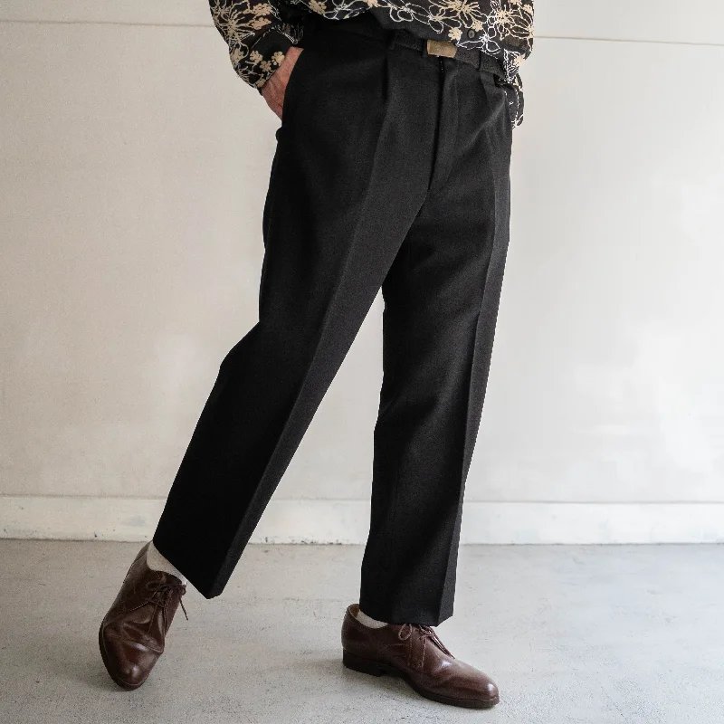 around 1980s Japan vintage black color one tuck slacks