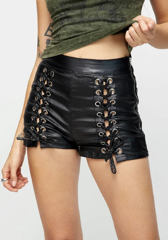 Laced Leg Detail Highwaisted Shorts