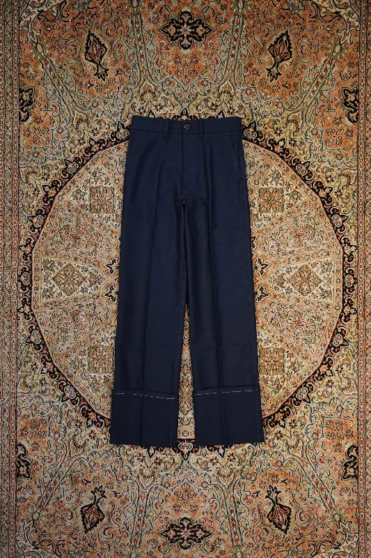 DEEP CUFFS WIDE CHINO TROUSERS (NAVY)