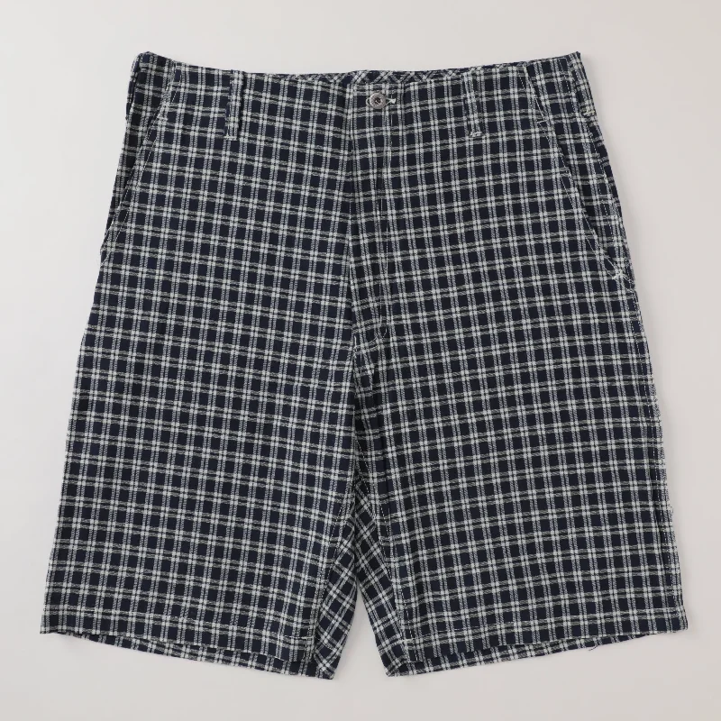 #1309S Style BEN'S Shorts : indigo check denim pts-012 "Dead Stock"