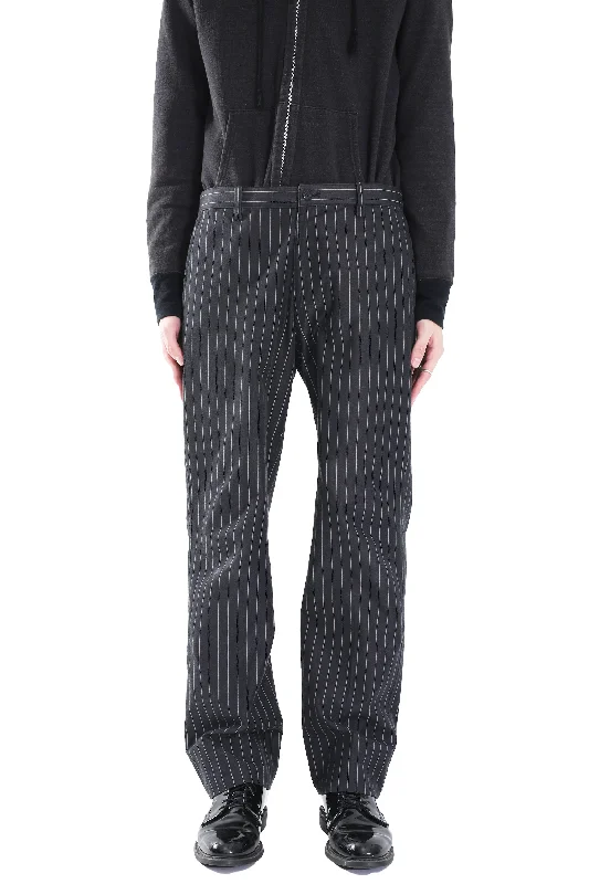 ISSEY MIYAKE STRIPED FLARE TROUSERS