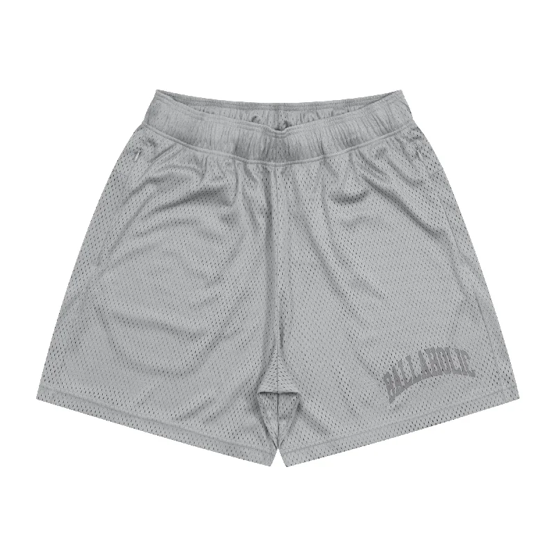 College Logo Mesh Zip Shorts (gray)