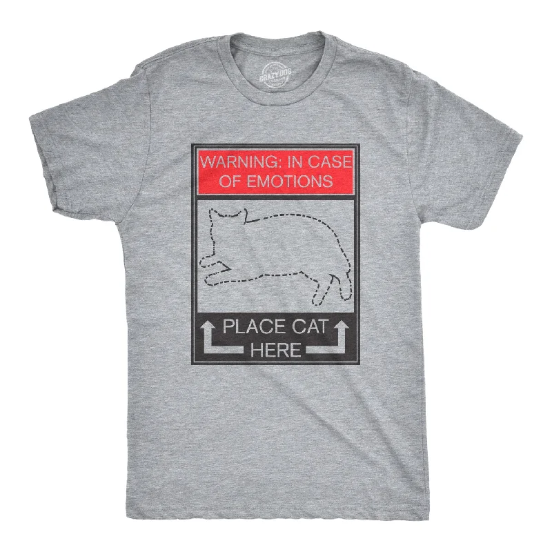 WARNING: In Case of Emotions, Place Cat Here Men's T Shirt