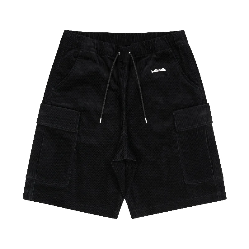 Logo Corduroy Cargo Shorts (black)