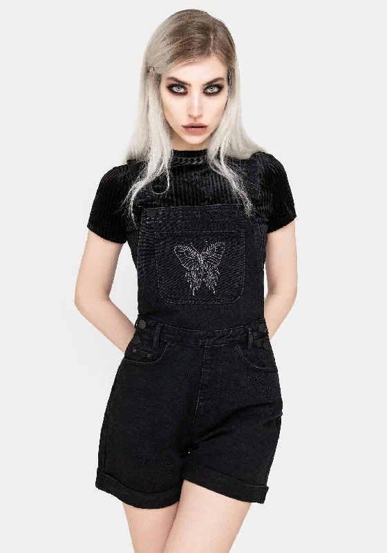 Papillion Embroidered Denim Dungaree Shorts