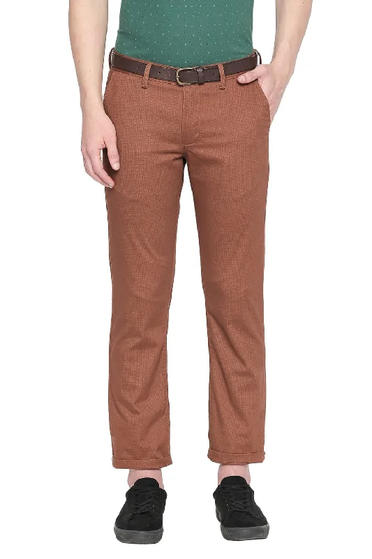 Tapered Fit Printed Stretch Trouser With Belt