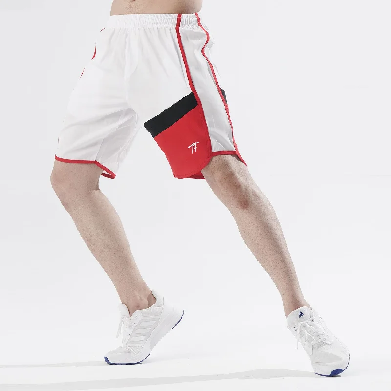 Black White And Red Tri-Panel Fitness Stage Shorts