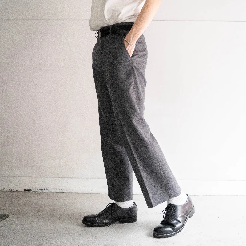 around 1980s Japan vintage gray color no tuck wool slacks