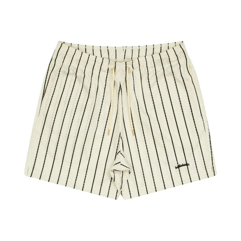 Stripe Mesh Zip Shorts (ivory/black)