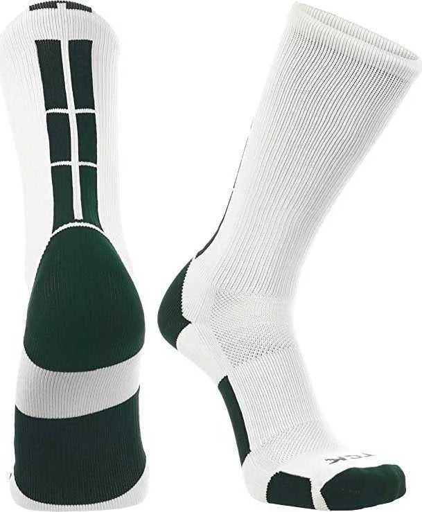 TCK Baseline 3.0 Athletic Crew Socks - White Dark Green