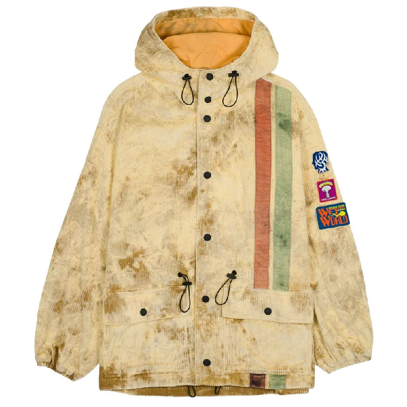 BRAIN DEAD HOODED CORDUROY RACING JACKET // CREAM