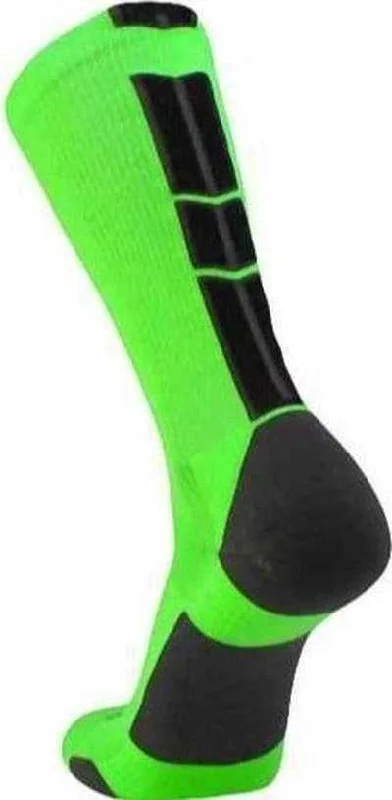 TCK Baseline 3.0 Athletic Crew Socks - Neon Green Graphite Black