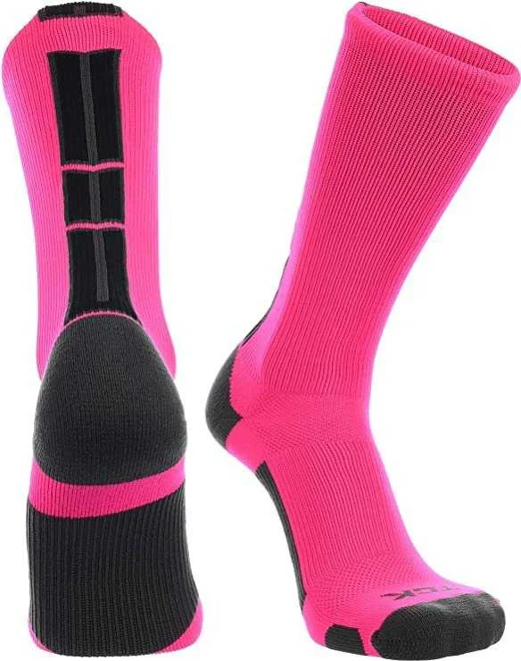 TCK Baseline 3.0 Athletic Crew Socks - Hot Pink Graphite Black