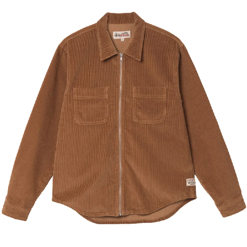 STÜSSY WIDE WALE CORD ZIP SHIRT JACKET // COPPER