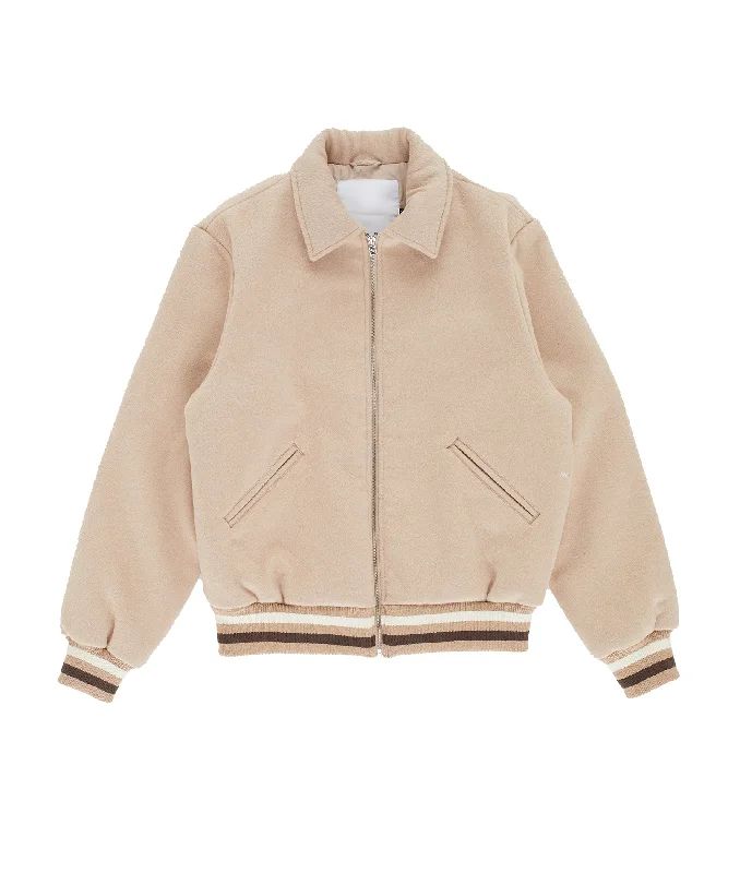 POP TRADING CO. - "VARSITY" JACKET (WHITE PEPPER)