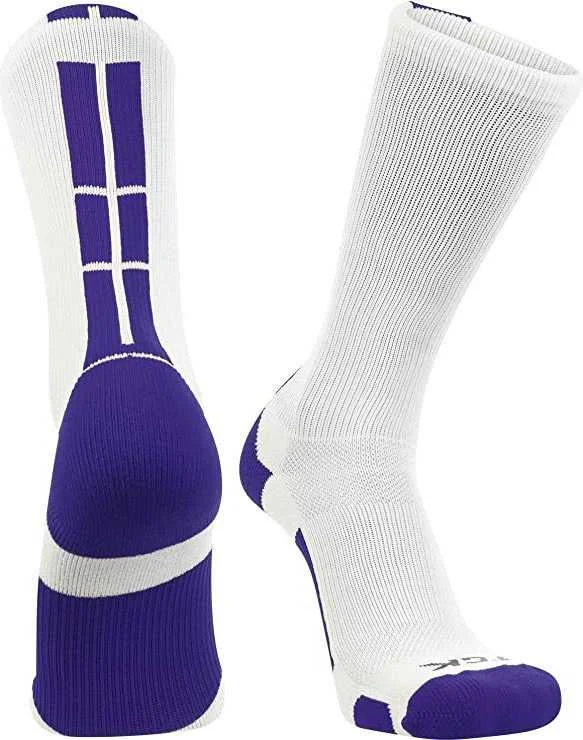 TCK Baseline 3.0 Athletic Crew Socks - White Purple