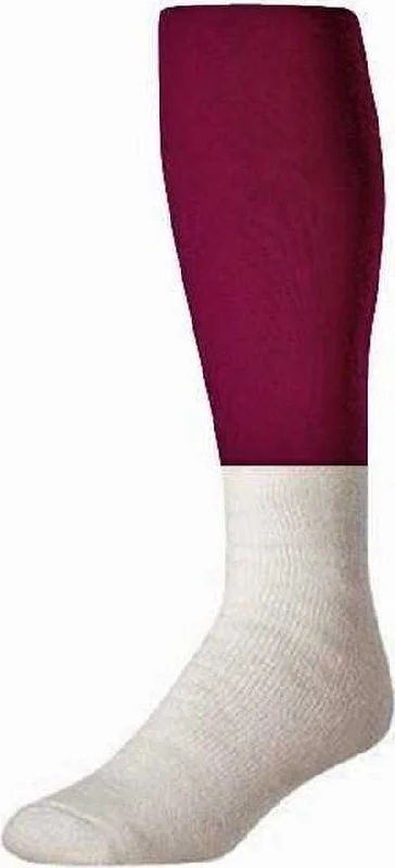 TCK Collegiate Football 2-Color Tube Socks - Maroon White