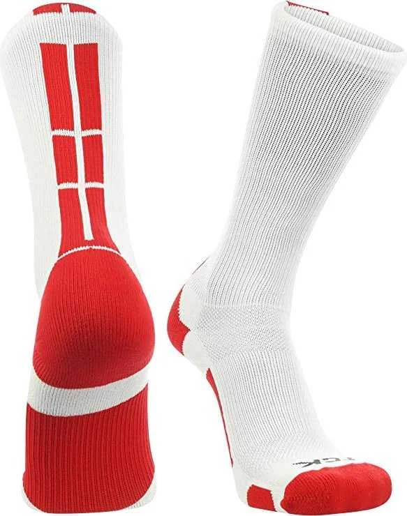 TCK Baseline 3.0 Athletic Crew Socks - White Scarlet