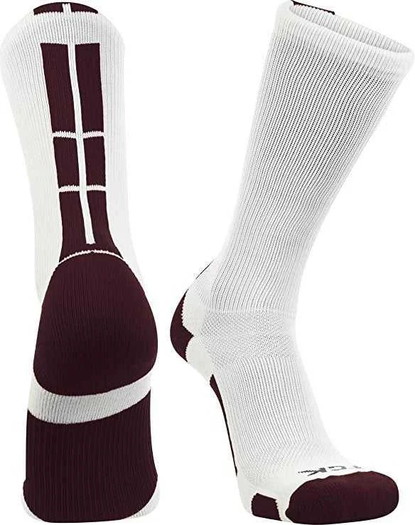 TCK Baseline 3.0 Athletic Crew Socks - White Maroon