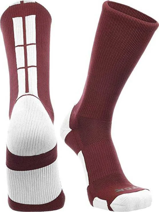 TCK Baseline 3.0 Athletic Crew Socks - Maroon White