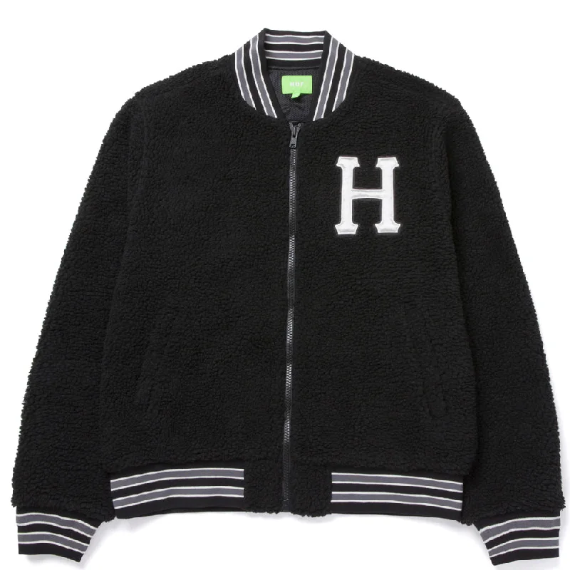 HUF SHERPA VARSITY JACKET // BLACK