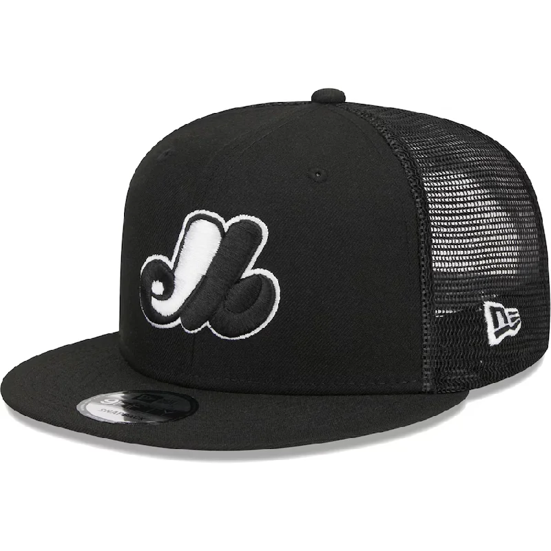 New Era Montreal Expos Cooperstown Trucker 9FIFTY Snapback Hat-Black/White