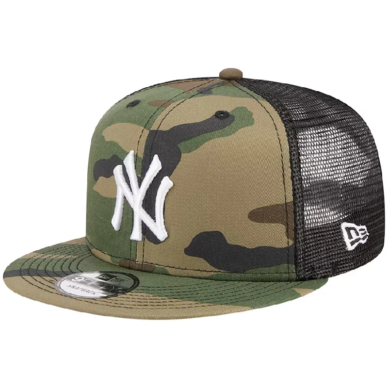 New Era New York Yankees Woodland Trucker 9FIFTY Snapback Hat-Camo/Black